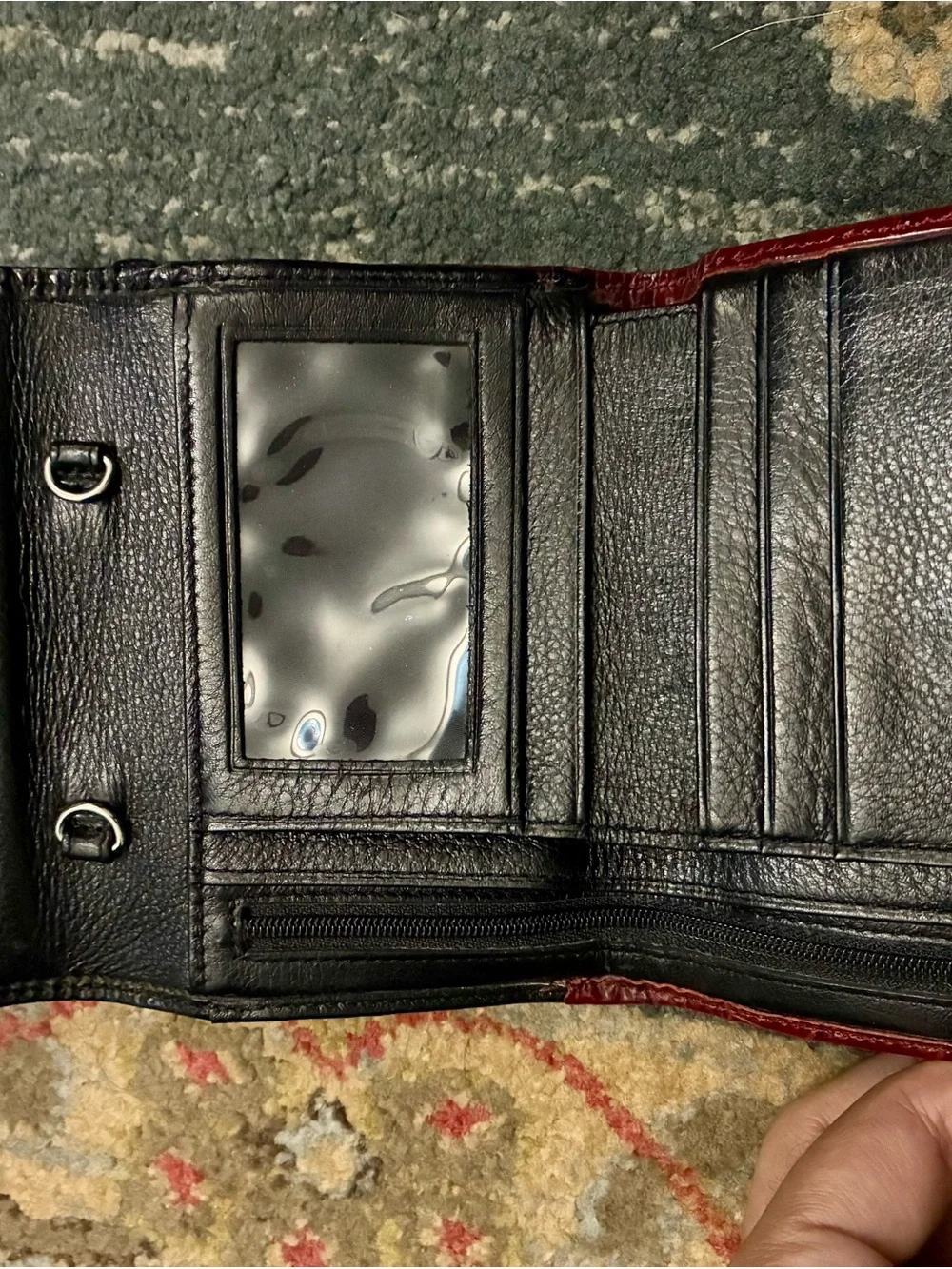 Brighton Two-Tone Ladybug Wallet - Black & Burgundy